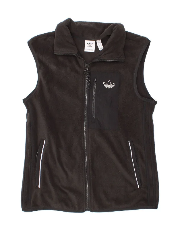 Inventory Reduction ADIDAS Womens Loose Fit Graphic Fleece Gilet UK 4 XS Black
