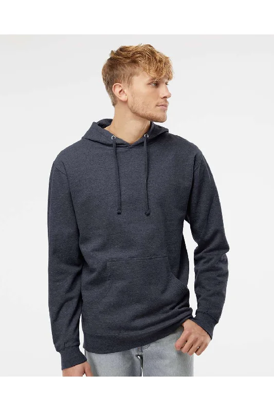 Independent Trading Co. Mens Hooded Sweatshirt Hoodie w/ Pouch Pocket - Heather Classic Navy Blue