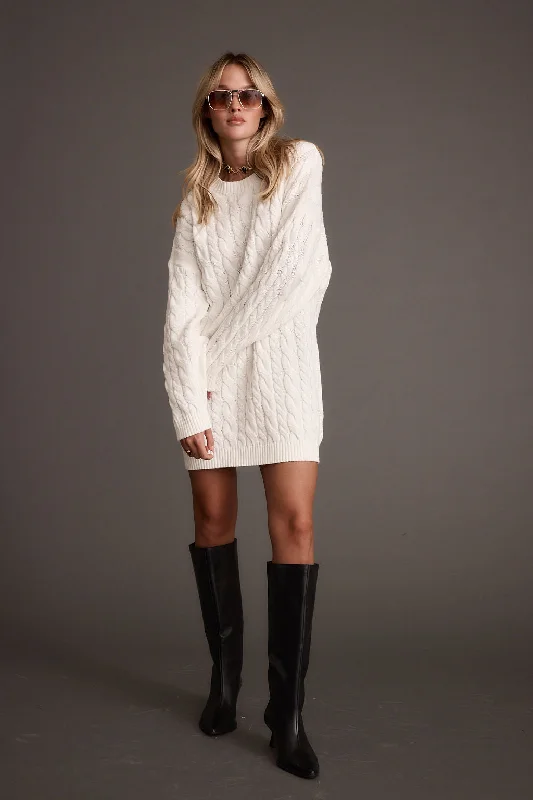 Steals and Deals Beck Cable Knit Mini Sweater Dress