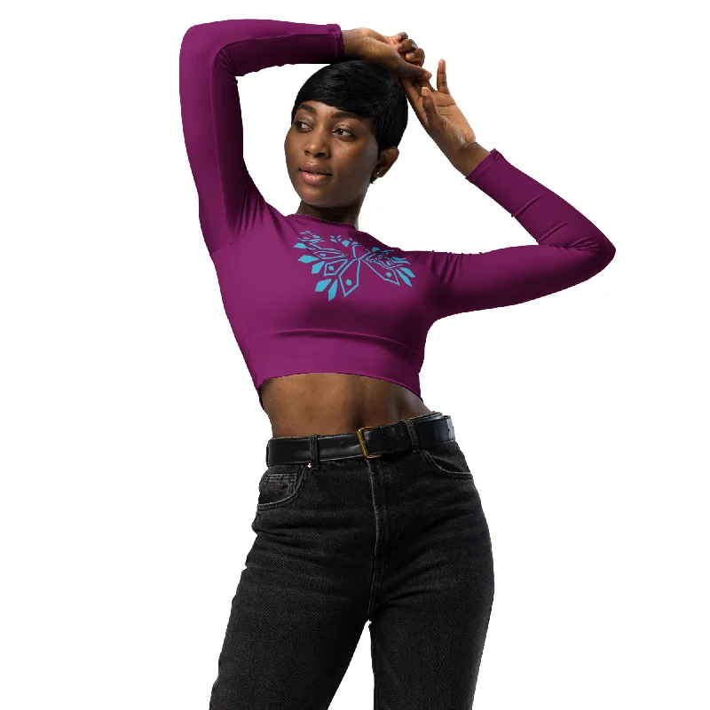 Weekend Bargains to Relish SHE REBEL - Magenta Flower Recycled Crop Top UPF 50+