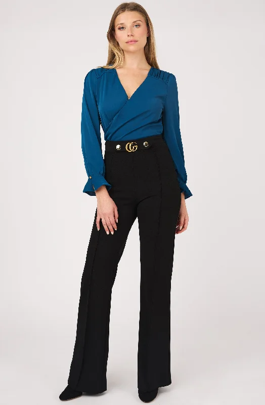 Final Sale Long Sleeve Faux Wrap Blouse