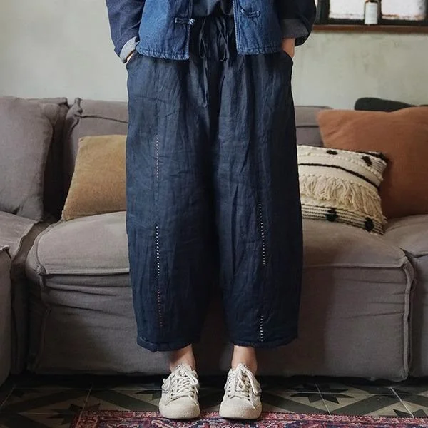 Online Deal Women Plus Cotton Wide Leg Pants Embroidery Elastic Waist Trouser Loose Pants Online Deal Women Plus Cotton Wide Leg Pants Embroidery Elastic Waist Trouser Loose Pants