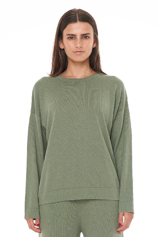 Act Now Neve Alpine Green Merino Knit Crew