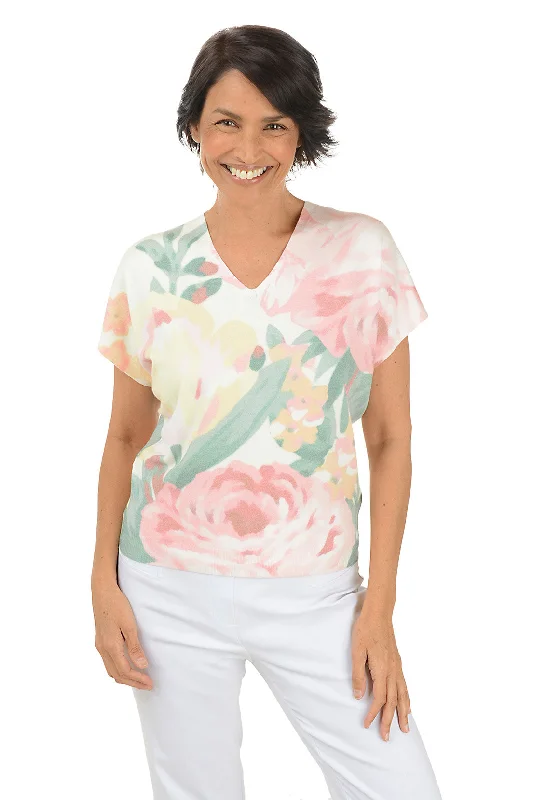 Best Choice Rose Blush V-Neck Short Sleeve Sweater