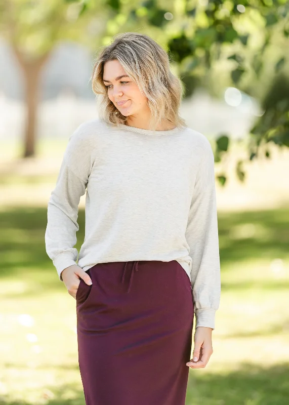 Weekend-Only Price Drops Crewneck Long Sleeve Terry Top - FINAL SALE
