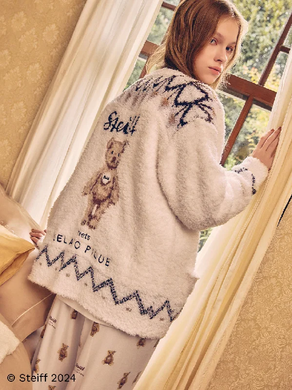Weekend Deals You Can't Resist [Steiff] Fair Isle Pattern Fuzzy Cardigan