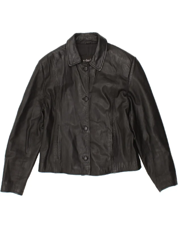 Instant Savings VINTAGE Womens Leather Jacket UK 18 XL Black Leather