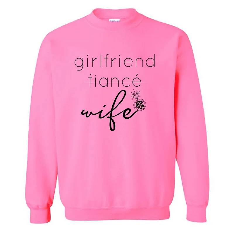 Warehouse Sale Monogrammed 'Wife' Neon Crewneck Sweatshirt