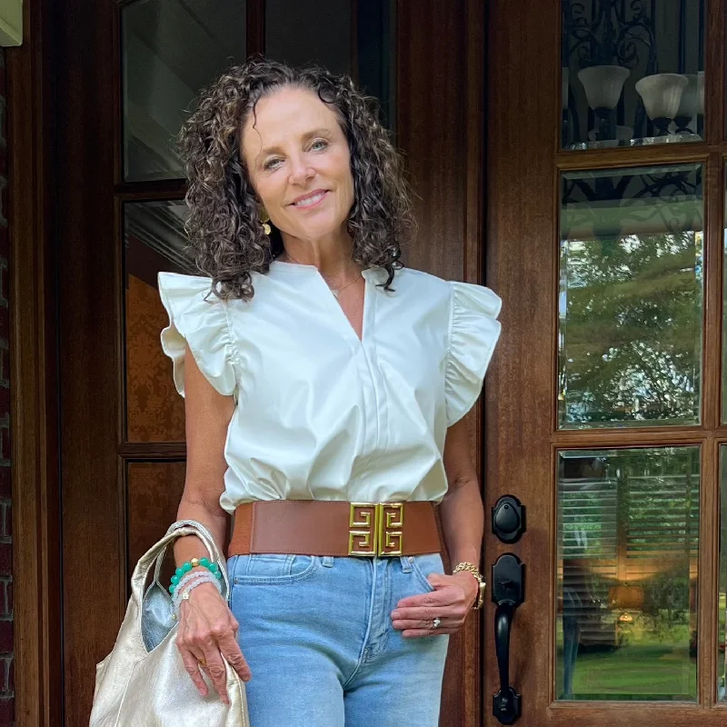 Today Only Ginny Faux Leather Top | White