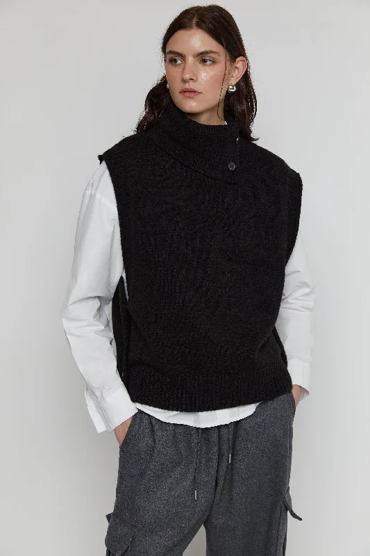 Quick Deals TURTLENECK VEST WITH SIDE BUTTONS