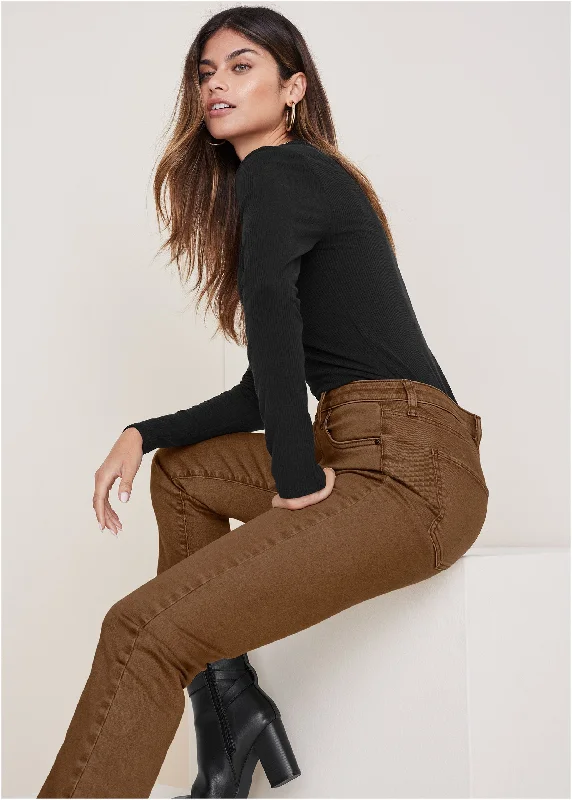 Deal Zone Audrey Straight Leg Jeans - Brown Wash