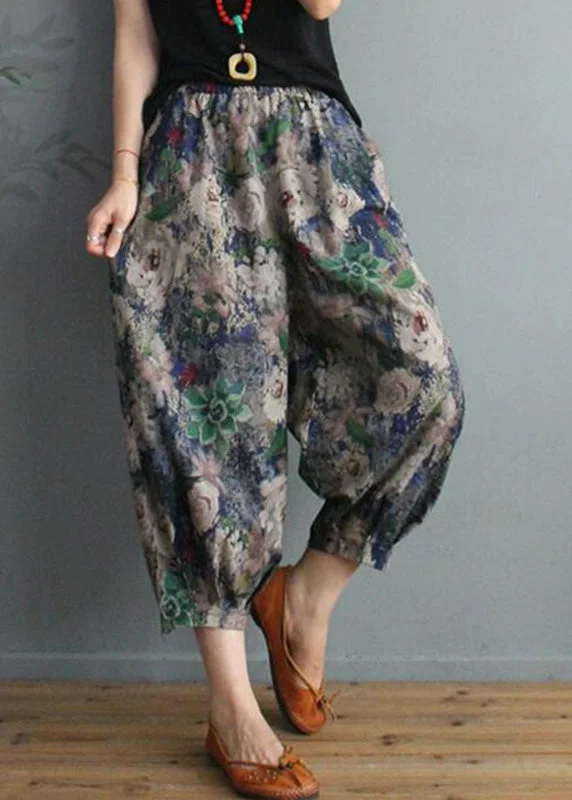 Mega Discount Unique Print High Waist Cotton Crop Pants