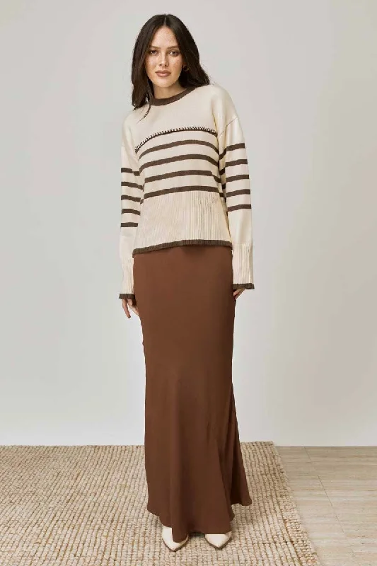 Early Bird Discount Rhythm Oatmeal Coffee Stripe Knit