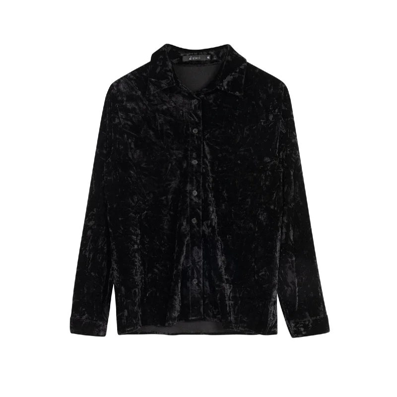 Discount Mania Velvet Blouse | Black [Final Sale]