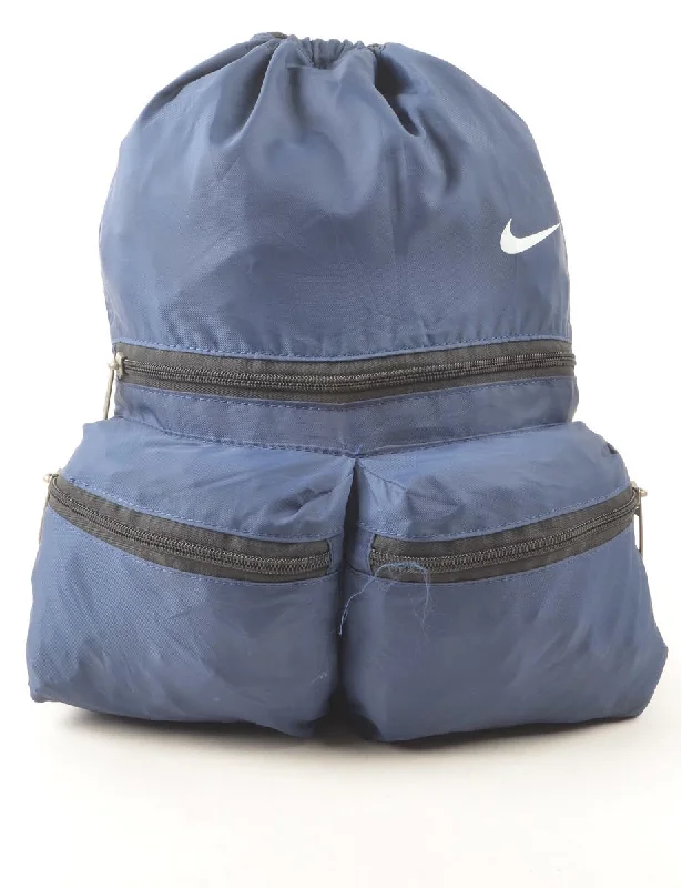 Nike Navy & White Drawstring Backpack - M