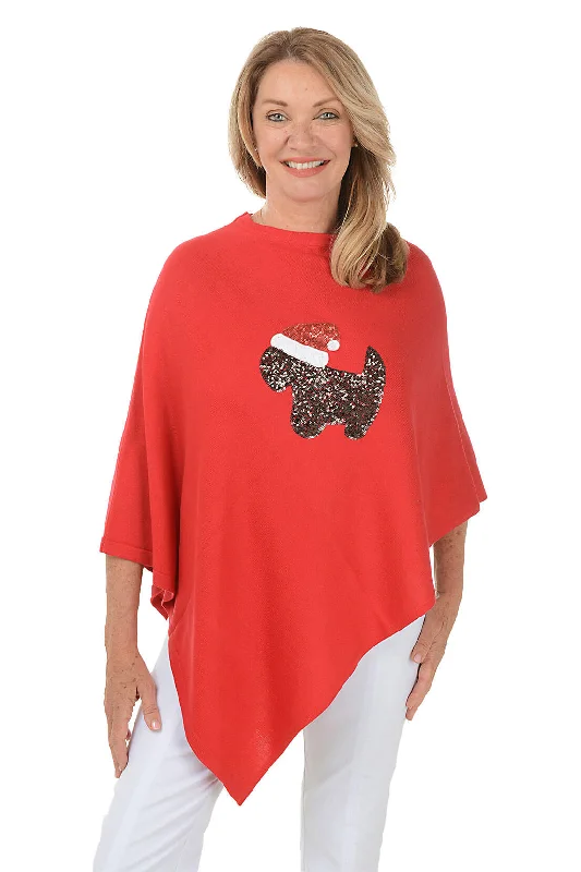 Deal Explosion Scotty Dog Sequined Asymmetrical Poncho