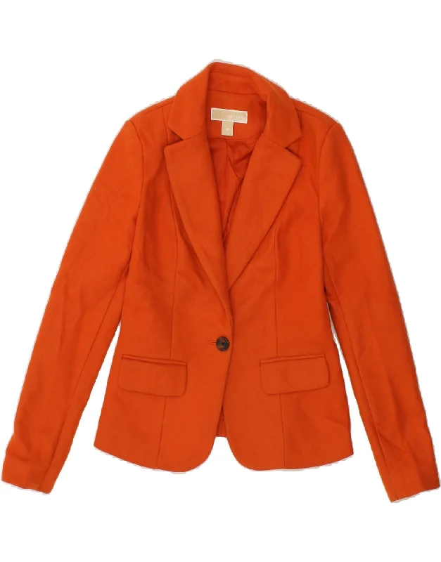 Final Clearance MICHAEL KORS Womens 1 Button Blazer Jacket US 00 2XS Orange Wool