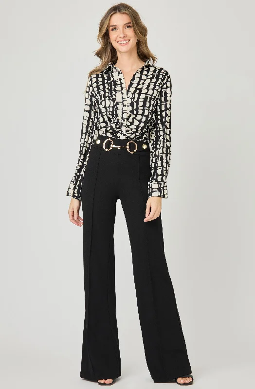 Hot Buy Printed Blouse with Ruched Front