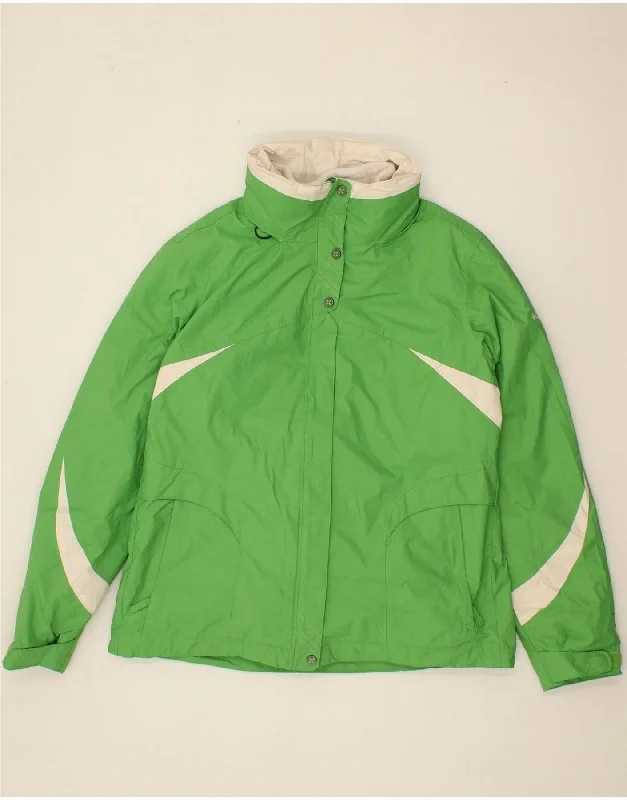 Markdowns COLUMBIA Womens Hooded Windbreaker Jacket UK 16 Large Green Colourblock