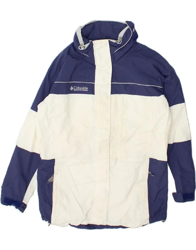 Top Pick COLUMBIA Womens Hooded Windbreaker Jacket UK 16 Large White Colourblock