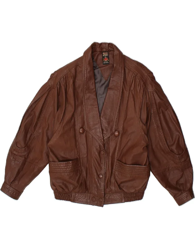 Savings Soar This Weekend VINTAGE Womens Leather Jacket UK 16 Large Brown