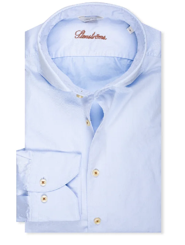 Blue Casual Twill Fitted Body Shirt