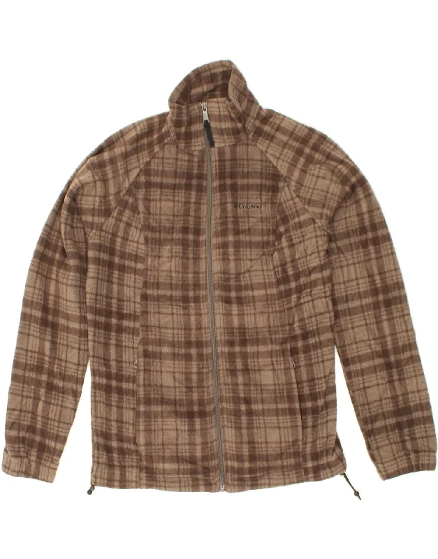Bargain Alert COLUMBIA Womens Fleece Jacket UK 10 Small Brown Check Polyester
