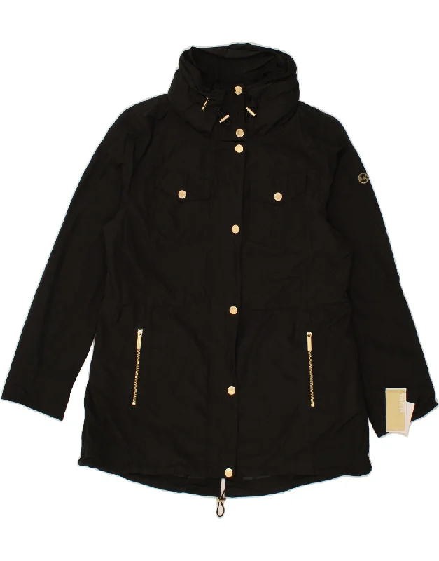 Hot Deal MICHAEL KORS Womens Windbreaker Coat UK 16 Large Black Polyester