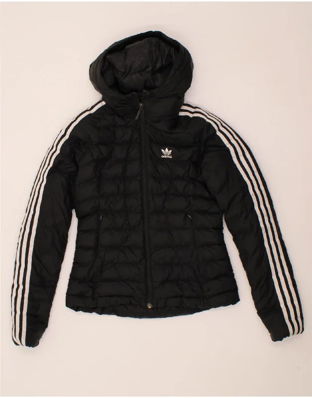 Final Clearance ADIDAS Womens Hooded Padded Jacket UK 6 XS Black Polyester