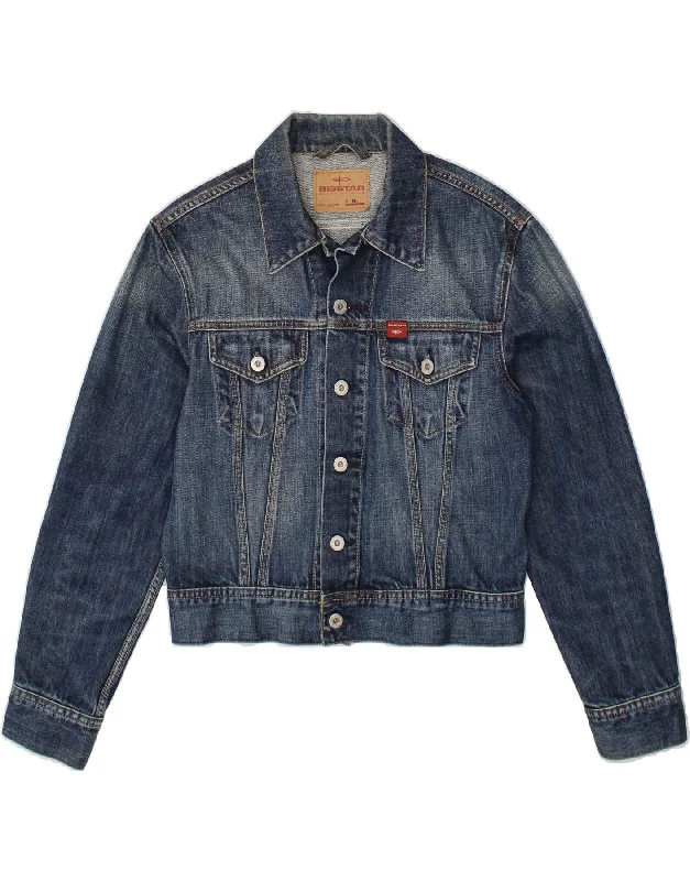 Stock Clearance BIG STAR Womens Denim Jacket UK 14 Medium Blue Cotton