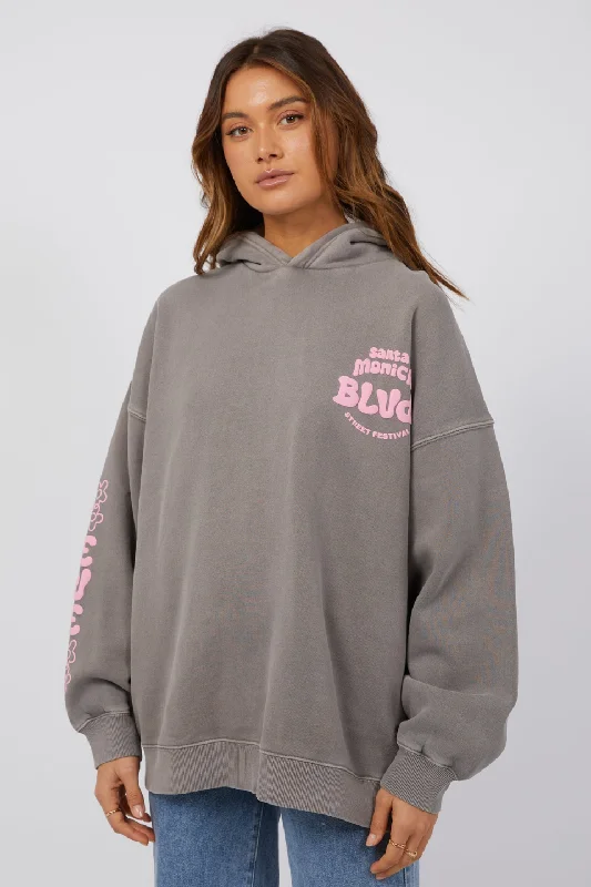 Early Access Santa Monica Charcoal Pink Print Hoodie