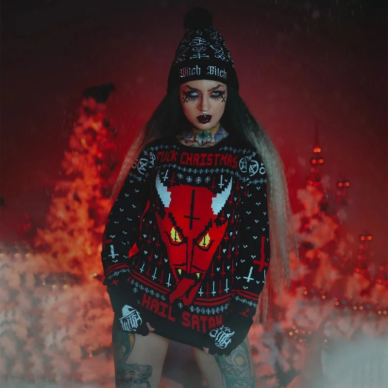 The Best Prices Demon Face Knit Christmas Sweater