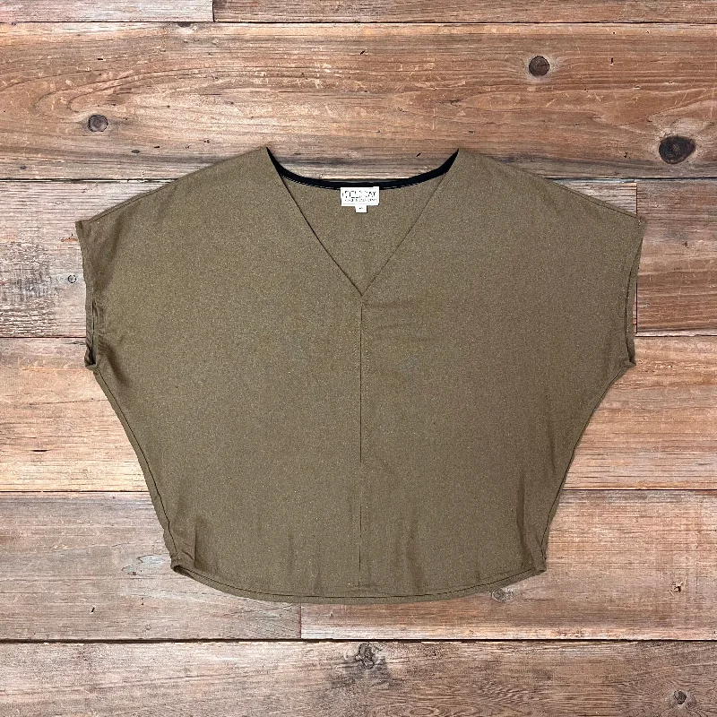 Weekend Offers That Shine Dolman Top in Olive Raw Silk