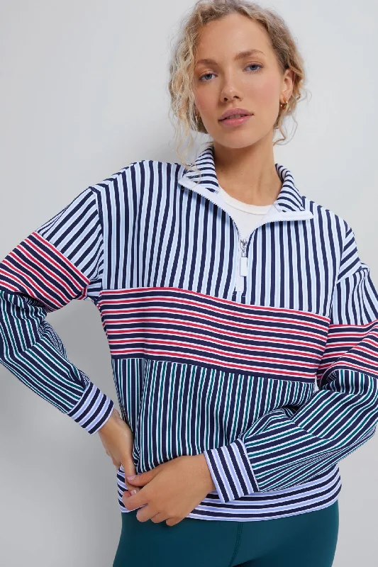 Bargain Prices Cherry Stripe Varsity Quarter Zip