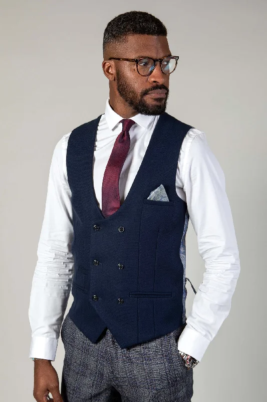 KELVIN - Navy Double-Breasted Waistcoat