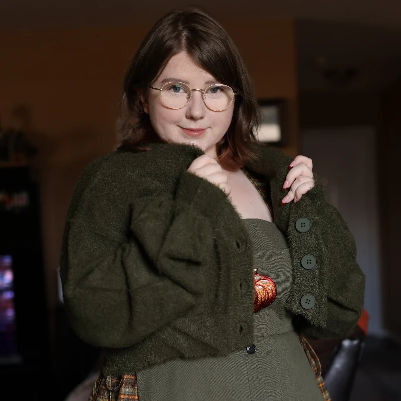 Weekend Sale: Don't Miss Out (Pre-Order) Cropped Fuzzy Evergreen Cardigan