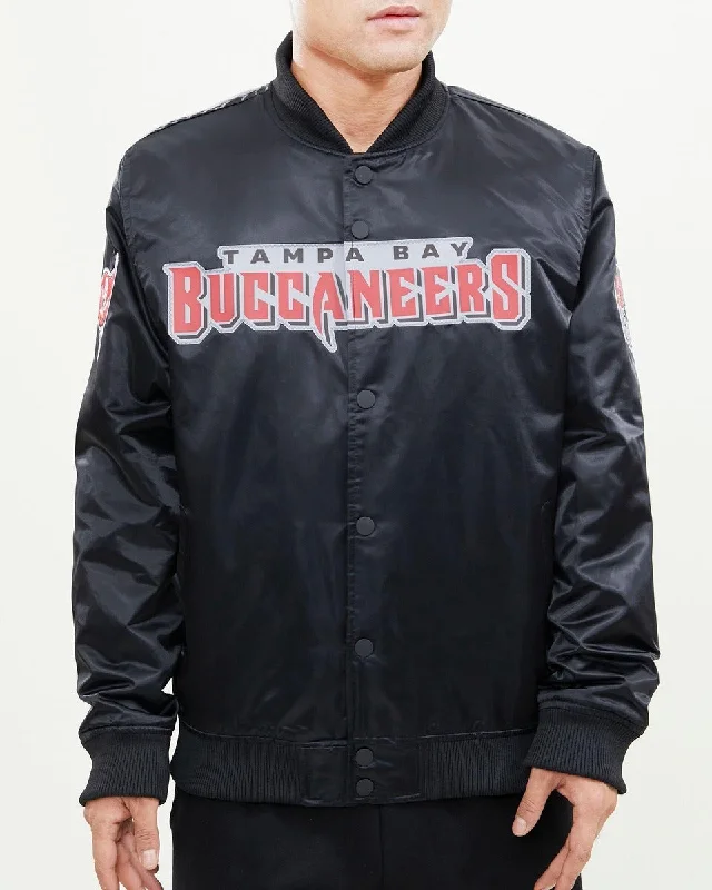 NFL TAMPA BAY BUCCANEERS WORDMARK MEN'S SATIN JACKET (BLACK)