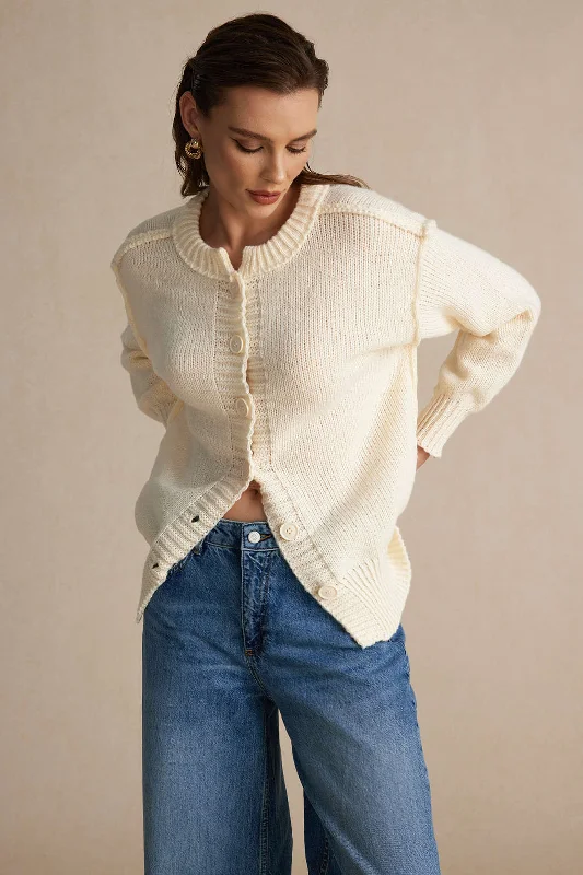 Weekend Discounts to Relish Knit Button Round Neck Long Sleeve Cardigan