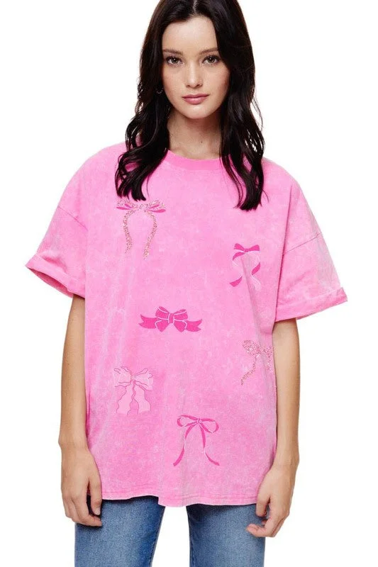 Super Sale Glitter Bow Graphic Tshirt