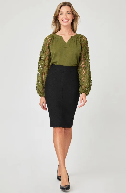 Mega Sale Chiffon Top with Lace Sleeves