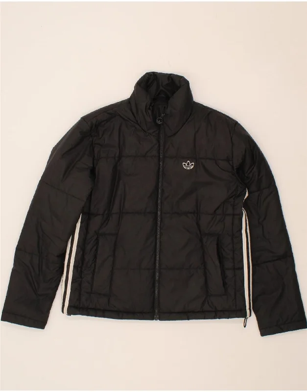 Bargain Bin ADIDAS Womens Loose Fit Padded Jacket UK 10 Small  Black Polyester