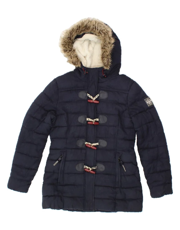 Deal of the Day SUPERDRY Womens Hooded Padded Jacket UK 12 Medium Navy Blue Polyester Deal of the Day SUPERDRY Womens Hooded Padded Jacket UK 12 Medium Navy Blue Polyester