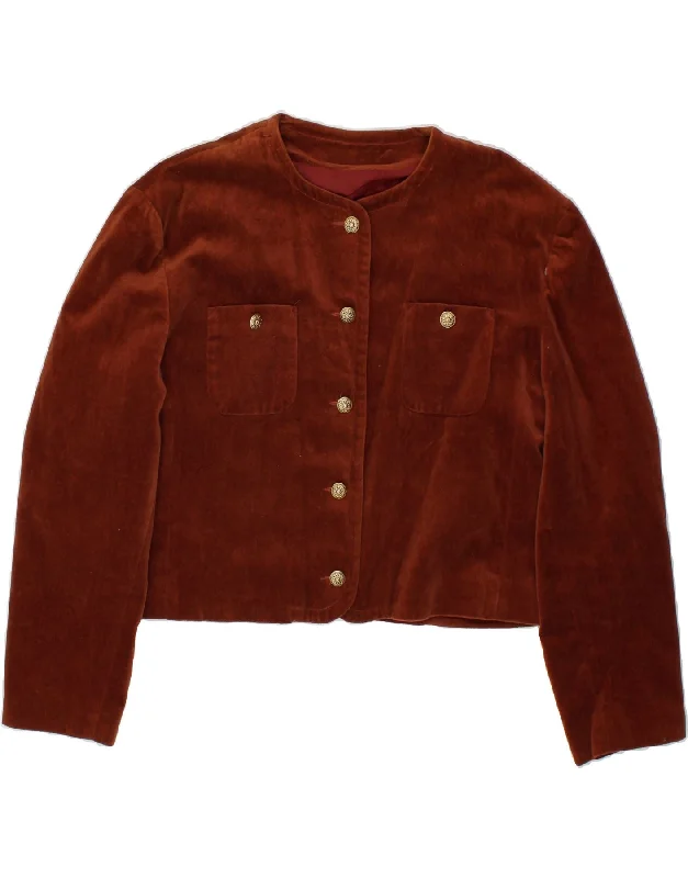 Weekend Savings Extravaganza VINTAGE Womens 5 Button Crop Blazer Jacket UK 14 Medium Brown Cotton Weekend Savings Extravaganza VINTAGE Womens 5 Button Crop Blazer Jacket UK 14 Medium Brown Cotton
