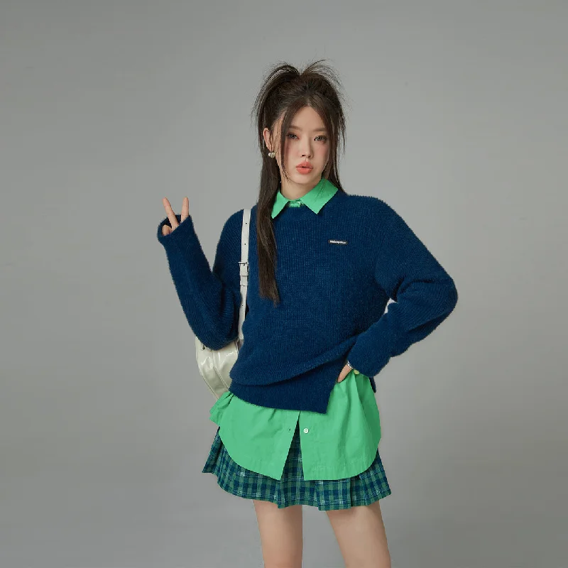 Weekend Discounts to Enjoy Casual Day Side Slit Knit Sweater