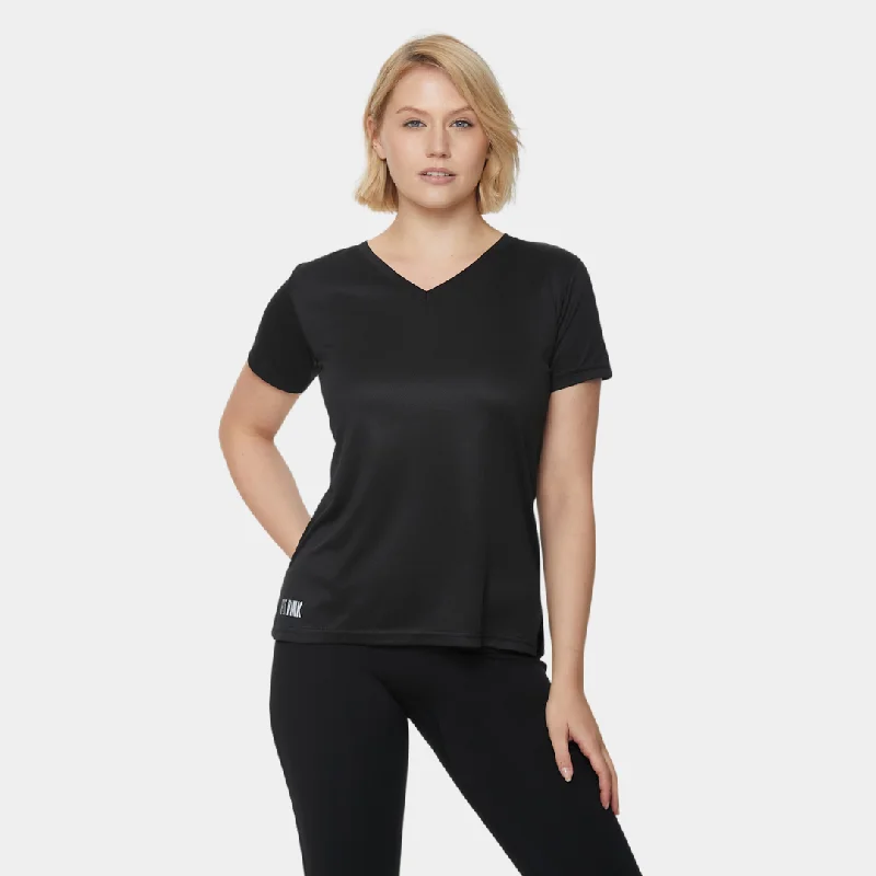 Act Now Lightweight Sports T-Shirt V-Neck Black