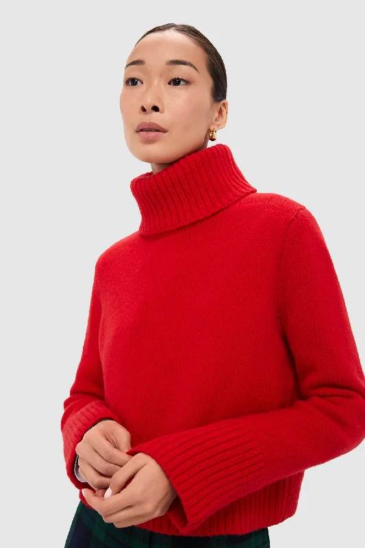 Deal of the Week Fall Red Wool Cashmere Blend Turtleneck