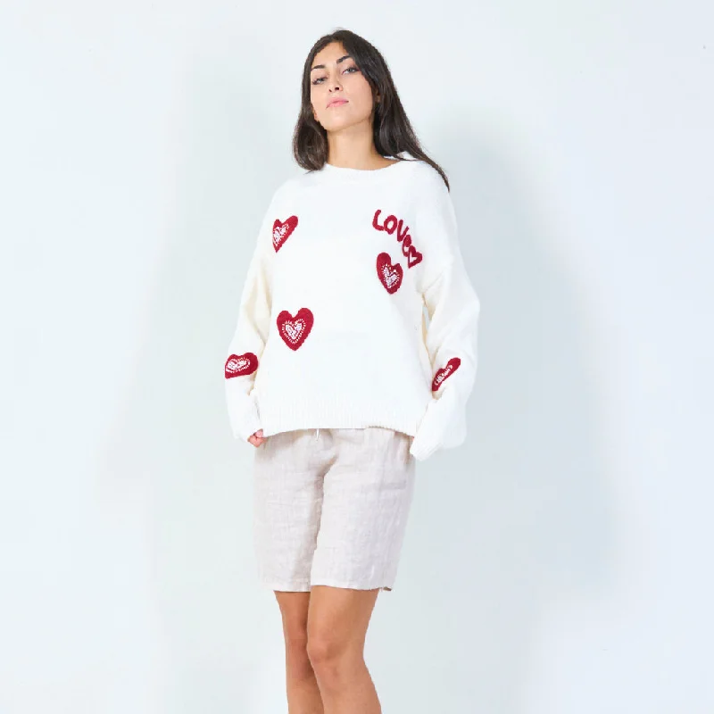 Best Seller Heart embroidered knit sweater wholesale