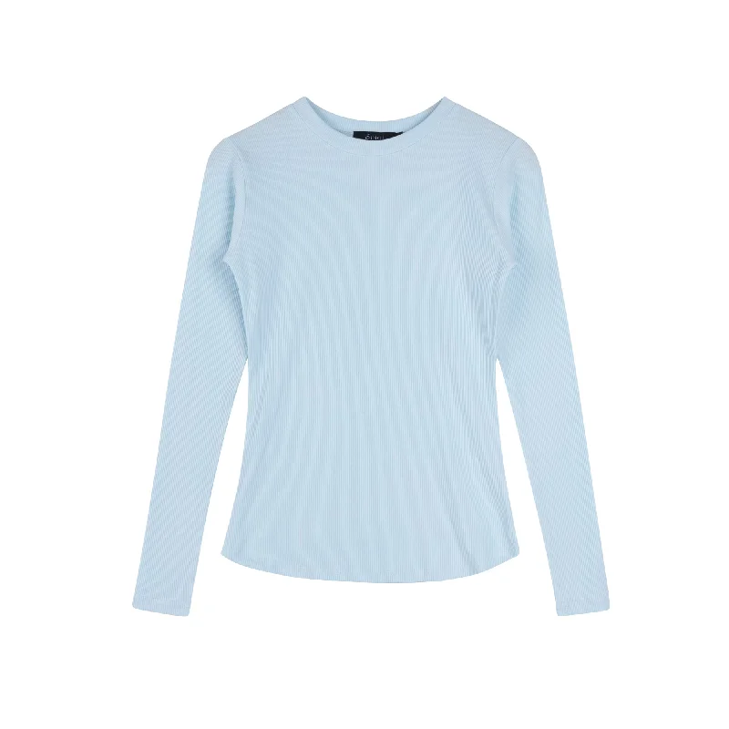 Shop and Save Ribbed Crewneck Tee | Light Blue