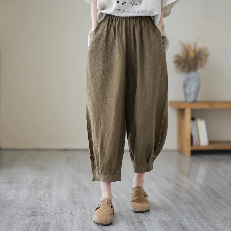 Closeout Sale Spring Solid Loose Casual Linen Harem Pants