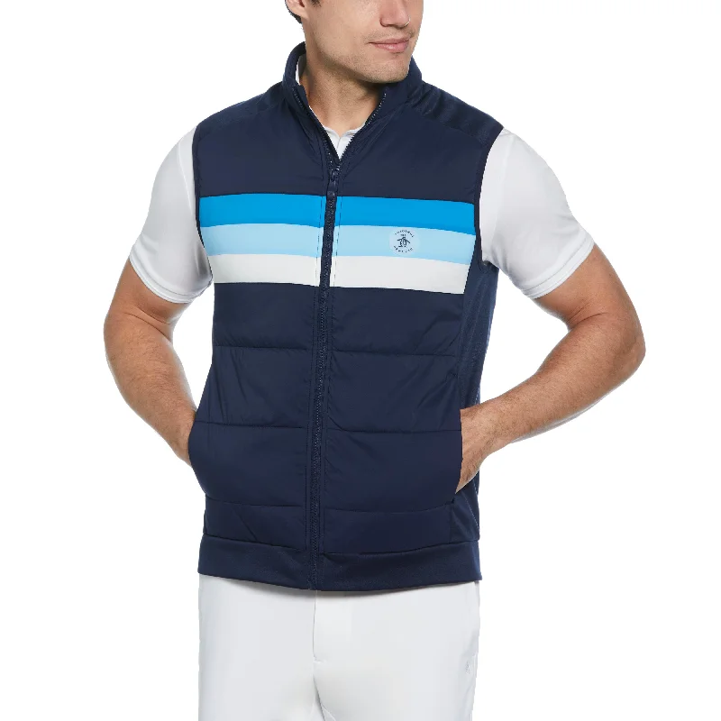 Retro Color Block Insulated Full Zip Golf Vest